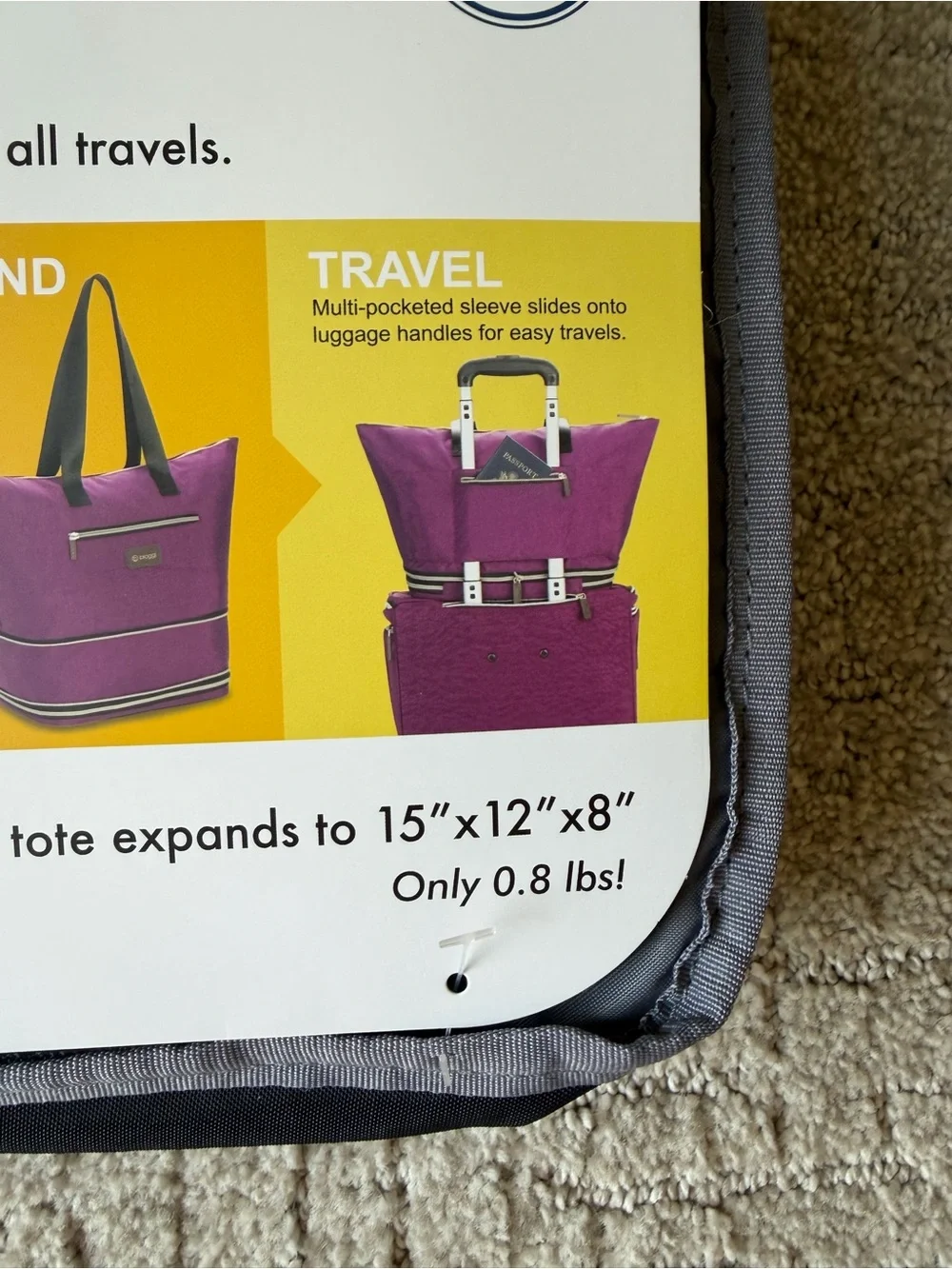 NWT Biaggi zipsak boost! tote - Black Folding & Expanding Tote - Picture 5 of 5